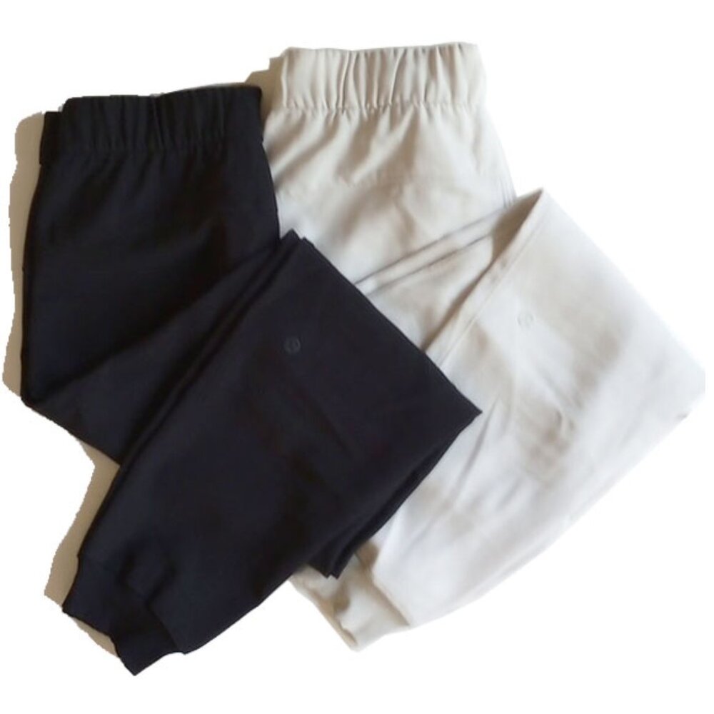 2 PAIR Lululemon Woven Mid-Rise Jogging Pants 4 Black Taupe Gray
